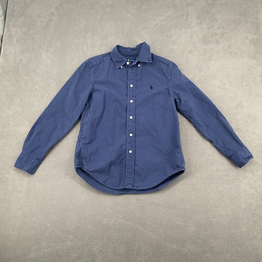 Ralph Lauren Shirt Boys M (10-12) Navy Slim Fit Collared Button Down Pony Logo